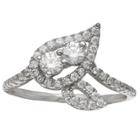 Target Women's Clear Swarovski Zirconia Pave Leaf Ring - Clear/gray (size 7),