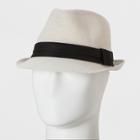 Men's White Ramie Straw With Band Fitted Fedora - Goodfellow & Co White