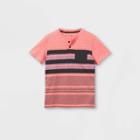Boys' Short Sleeve Striped Henley Shirt - Cat & Jack Pink