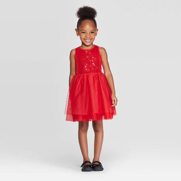 Toddler Girls' Sequin Dress - Cat & Jack Red