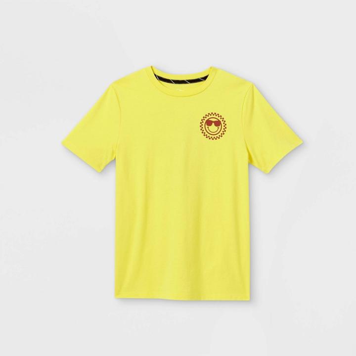 Boys' Smiley With Shades Graphic Short Sleeve T-shirt - Art Class Yellow