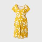Maternity Floral Print Short Sleeve A-line T-shirt Dress - Isabel Maternity By Ingrid & Isabel Gold