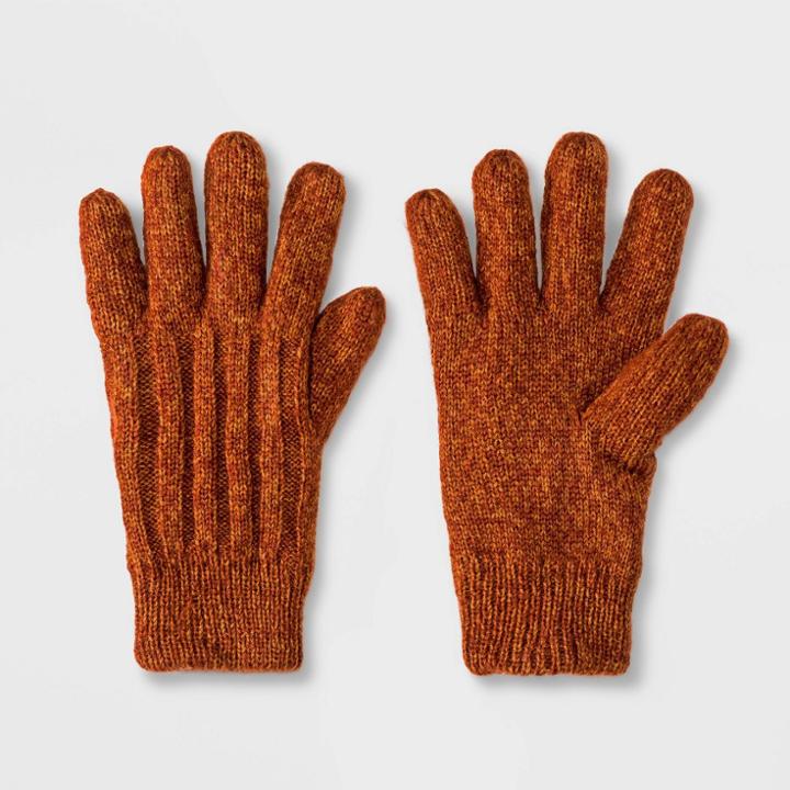 Women's Striped Essential Knit Glove With Lining And Tech - Universal Thread Orange One Size, Women's