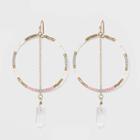Semi-precious Crystal Quartz Shard With Beaded Hoop Drop Earrings - Universal Thread ,