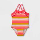 Toddler Girls' Striped One Piece Swimsuit - Cat & Jack Pink