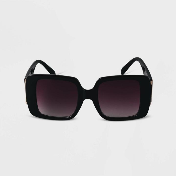 Women's Retro Square Sunglasses - A New Day Black