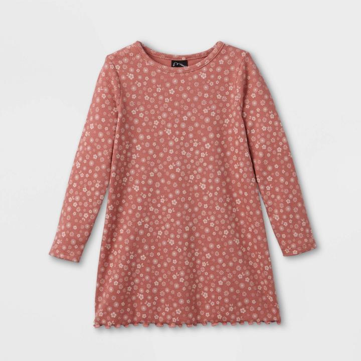 Toddler Girls' Ribbed Long Sleeve Dress - Art Class Pink