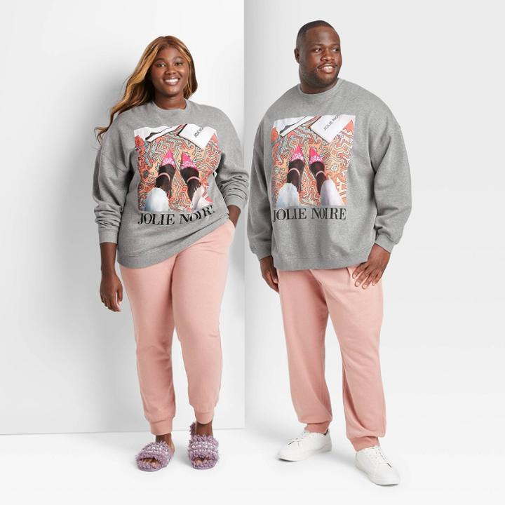 Jolie Noire Black History Month Gender Inclusive Plus Size Graphic Sweatshirt - Heather Gray