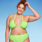 Women's Terry Textured U-neck Multi-way Bralette Bikini Top - Wild Fable Tropical Green X