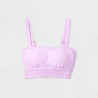 Women's Longline Smocked Square Neck Bralette Bikini Top - Shade & Shore Lavender