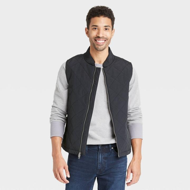 Men's Lightweight Quilted Puffer Vest - Goodfellow & Co Black