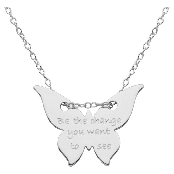 Prime Art & Jewel Sterling Silver 'be The Change You Want To See' Butterfly Necklace,