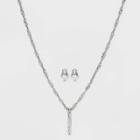Silver Plated Cubic Zirconia 'i' Initial Earring And Pendant Necklace Set - A New Day