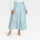 Women's Plus Size Floral Print Wrap Maxi Skirt - Who What Wear Cream
