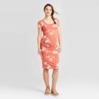 Maternity Floral Print Short Sleeve T-shirt Midi Dress - Isabel Maternity By Ingrid & Isabel Red
