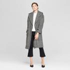 Women's Long Sleeve Jacquard Tweed Overcoat - Prologue Black/white