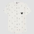 Junk Food Men's Mickey Mouse Short Sleeve Palm Tree Print Button-down Shirt - White