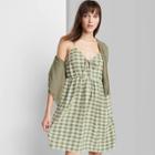 Women's Sleeveless Tie-front Muse Dress - Wild Fable Sage Green Gingham Check
