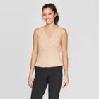 Women's Regular Fit Deep V-neck Tank Top - A New Day Beige