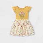 Toddler Girls' Minnie Mouse Short Sleeve Tutu Dress - Mustard Yellow