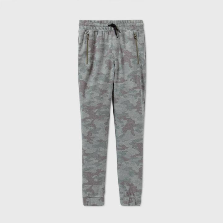 Boys' Camo Print Knit Jogger Pants - Art Class Green/gray