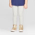 Toddler Girls' Striped Leggings - Cat & Jack Gray/gold Glitter