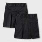 Girls' 2pk Stretch Uniform Pleated Twill Skorts - Cat & Jack Black