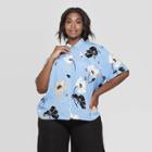Women's Plus Size Floral Print Short Sleeve Collared Shirt - Who What Wear Blue X