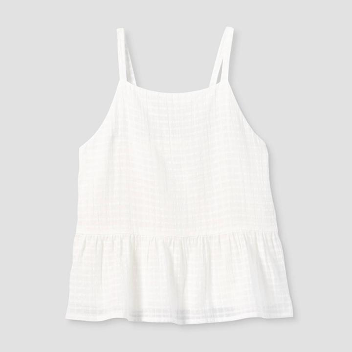 Girls' Woven Peplum Tank Top - Art Class White