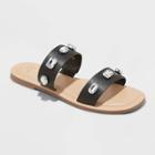 Women's Brit Two Band Embellished Sandals - A New Day Black
