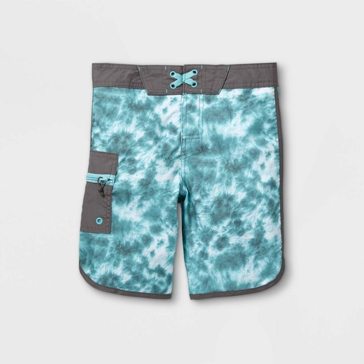 Boys' Tie-dye Swim Trunks - Art Class Teal