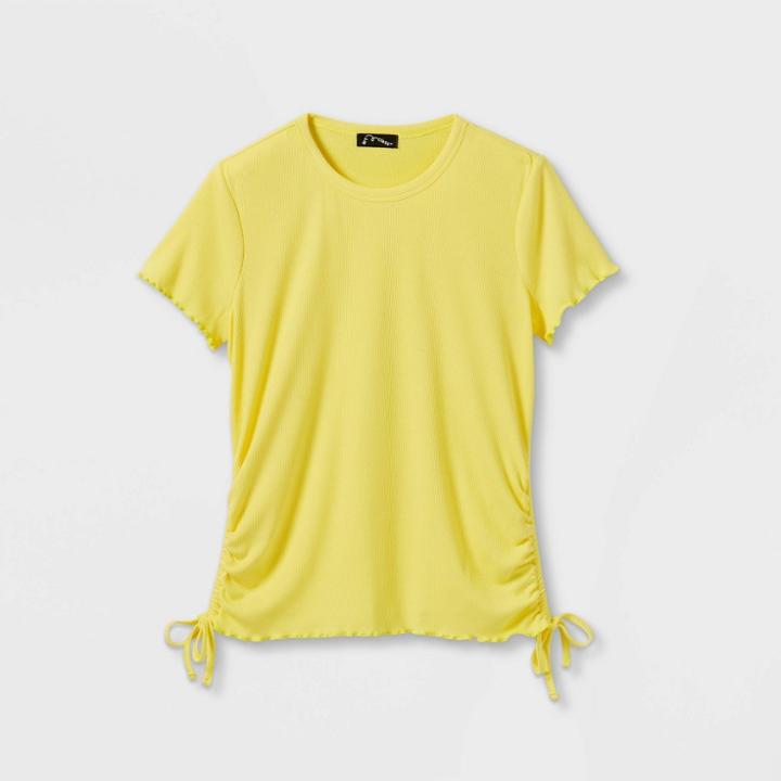 Girls' Boxy Side Cinch Short Sleeve T-shirt - Art Class Yellow