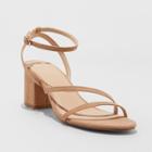 Women's Selena Naked Block Heeled Pumps - A New Day Tan