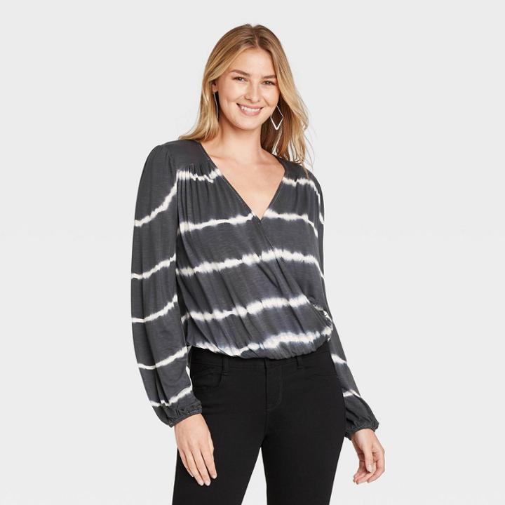 Women's Tie-dye Long Sleeve Top - Knox Rose Gray