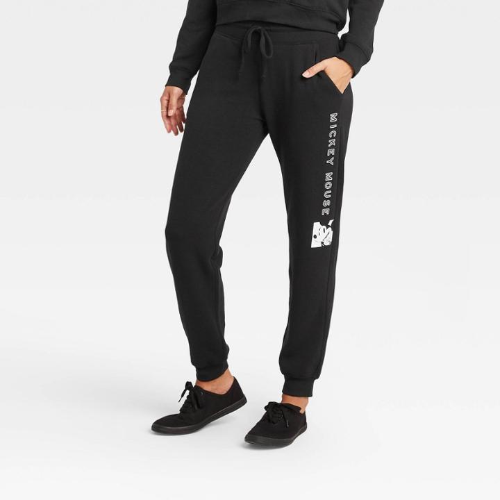 Women's Disney Mickey Mouse Jogger Pants - Jet Black