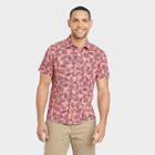 Men's Short Sleeve Knit Button-down Shirt - Goodfellow & Co Coral Red