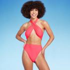 Women's Cross Front Halter One Piece Swimsuit - Wild Fable Coral