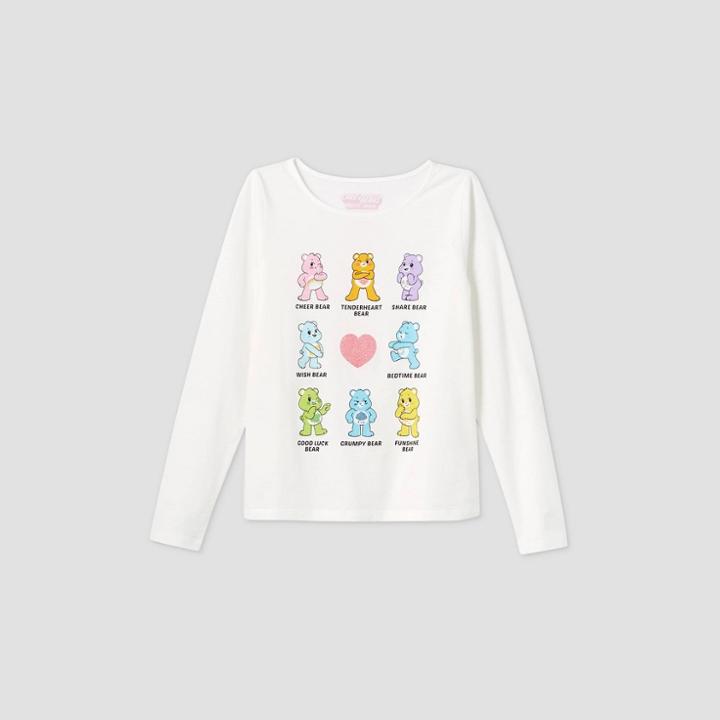Girls' Care Bears Long Sleeve Graphic T-shirt - Off-white - Xxl, Beige/white
