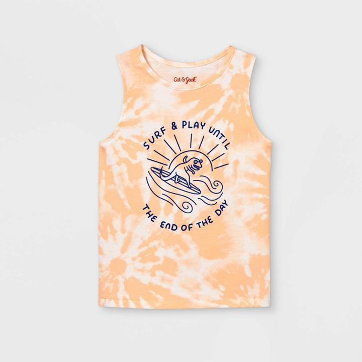 Toddler Boys' Tie-dye Dino Knit Tank Top - Cat & Jack Orange