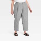 Women's Plus Size High-rise Pleat Front Straight Leg Ankle Pants - A New Day Gray