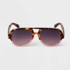 Women's Round Two-tone Plastic Aviator Sunglasses - A New Day Pink