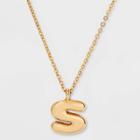 Puffy Initial Charm 's' Pendant Necklace - Wild Fable Gold