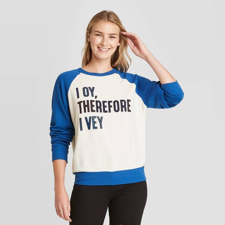 Zoe+liv Women's I Oy Therefore I Vey Graphic Sweatshirt - Ivory