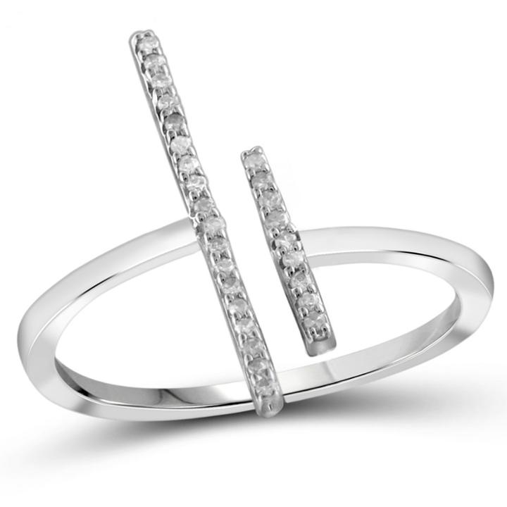Distributed By Target 1/10 Ct. T.w. Round-cut White Diamond Prong Set Bar Ring In Sterling
