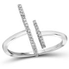 Distributed By Target 1/10 Ct. T.w. Round-cut White Diamond Prong Set Bar Ring In Sterling