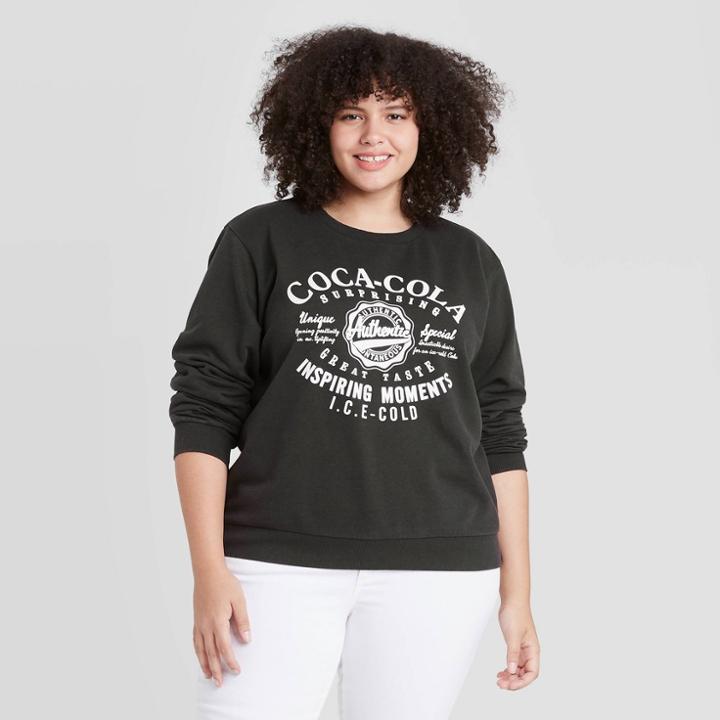 Women's Coca-cola Plus Size Graphic Sweatshirt - Black