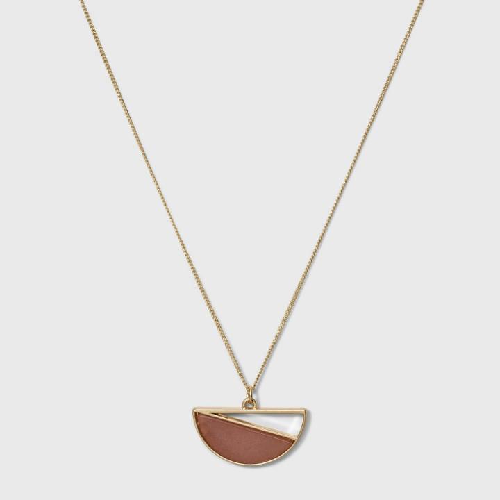 Target Semi Precious Geometric Half Circle Long Pendant Necklace - Universal Thread