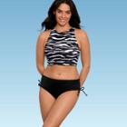 Women's Slimming Control High Neck Bikini Top - Beach Betty By Miracle Brands Black