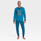 Men's Joy Print Matching Family Pajama Set - Wondershop Dark Teal Blue
