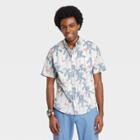 Men's Printed Standard Fit Short Sleeve Button-down Shirt - Goodfellow & Co White/tree